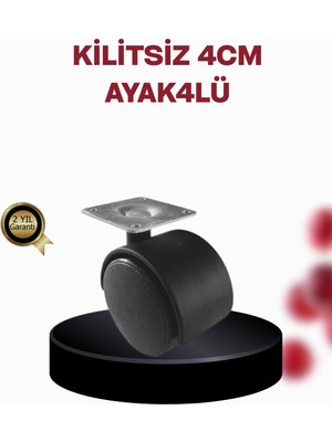 Kaia 4 cm Döner Ayak Kilitsiz 4 Adet Mobilya ve Sehpa Ayağı