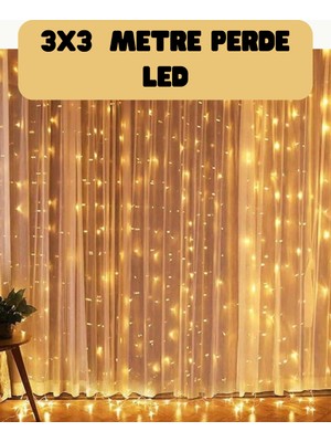 Kaia 3x3 Metre Perde LED Işık Sıcak  Şelale Tasarım Dekoratif Aydınlatma