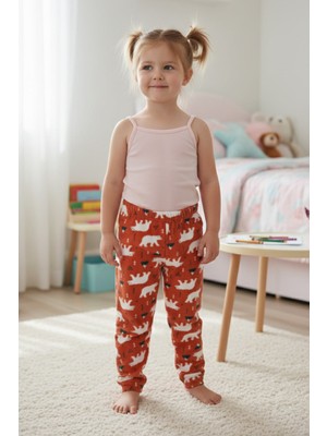 FullaModa Kutup Ayısı Desenli Polar Unisex Çocuk Pijama Altı