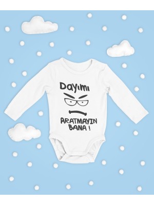 Sevbano Dayımı Aratmayın Bana ! Yazılı Pamuklu Yumuşak Unisex Çıtçıtlı Uzun Kollu Body Zıbın