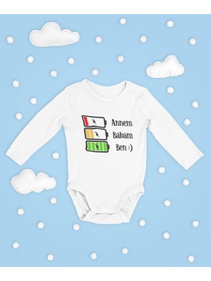 Sevbano Annem Babam Ben ! Yazılı Pamuklu Yumuşak Unisex Çıtçıtlı Uzun Kollu Body Zıbın