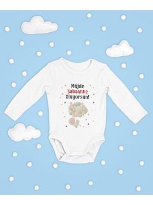 Sevbano Müjde Babaanne Oluyorsun ! Yazılı Pamuklu Yumuşak Unisex Çıtçıtlı Uzun Kollu Body Zıbın