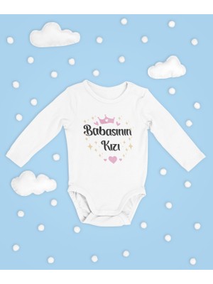 Sevbano Babasının Kızı ! Yazılı Pamuklu Yumuşak Unisex Çıtçıtlı Uzun Kollu Body Zıbın