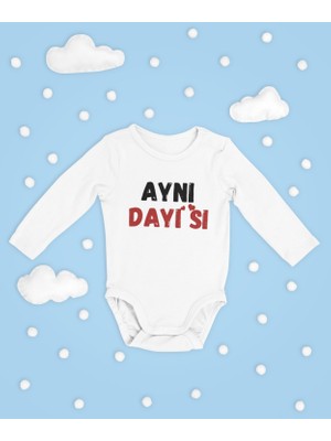 Sevbano Aynı Dayısı Yazılı Pamuklu Yumuşak Unisex Çıtçıtlı Uzun Kollu Body Zıbın