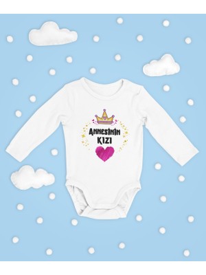 Sevbano Annesinin Kızı Yazılı Pamuklu Yumuşak Unisex Çıtçıtlı Uzun Kollu Body Zıbın