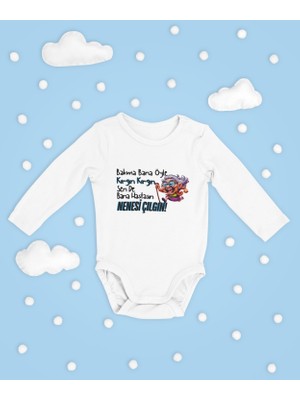 Sevbano Sende Bana Hastasın Nenesi Çılgın Yazılı Pamuklu Yumuşak Unisex Çıtçıtlı Uzun Kollu Body Zıbın
