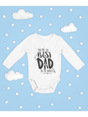 Sevbano You Are The Best Dad In The World ! Yazılı Pamuklu Unisex Çıtçıtlı Uzun Kollu Body Zıbın
