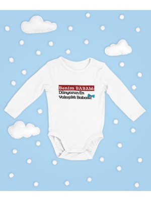 Sevbano Benim Babam Dünyanın En Yakışıklı Babası Yazılı Pamuklu Unisex Çıtçıtlı Uzun Kollu Body Zıbın