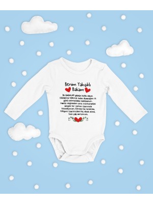 Sevbano Yakışıklı Babam Babalar Günün Kutlu Olsun Yazılı Pamuklu Unisex Çıtçıtlı Uzun Kollu Body Zıbın