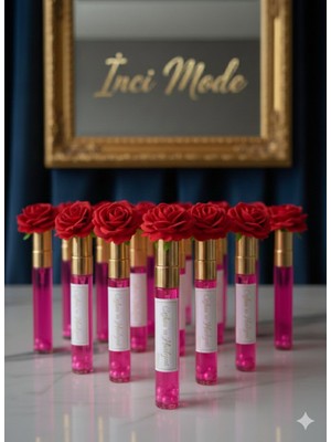 İnci Mode Kişiye Özel Dügün,nişan,kına,6 Ay Kınası,söz Özel Gün Dağıtmalık Pembe Gold Kapaklı Incili Parfüm Şişesi5 Adet