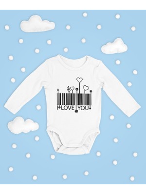 Sevbano Tasarım I Love You ! Yazılı Pamuklu Yumuşak Unisex Çıtçıtlı Uzun Kollu Body Zıbın
