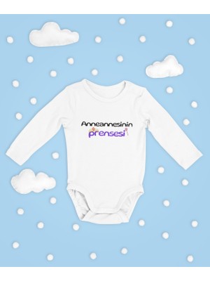 Sevbano Anneannesinin Prensesi Yazılı Pamuklu Yumuşak Unisex Çıtçıtlı Uzun Kollu Body Zıbın
