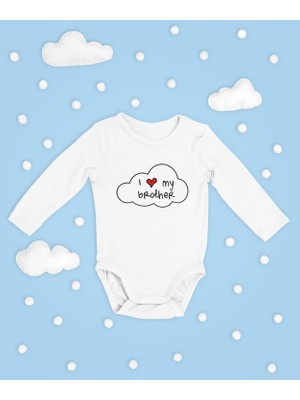 Sevbano I Love My Brother ! Yazılı Pamuklu Yumuşak Unisex Çıtçıtlı Uzun Kollu Body Zıbın