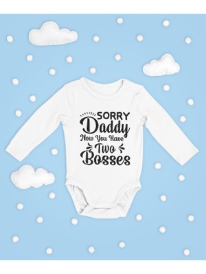 Sevbano Sorry Daddy ! Yazılı Pamuklu Yumuşak Unisex Çıtçıtlı Uzun Kollu Body Zıbın