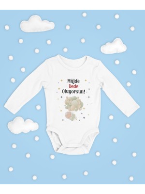 Sevbano Müjde Dede Oluyorsun ! Yazılı Pamuklu Yumuşak Unisex Çıtçıtlı Uzun Kollu Body Zıbın