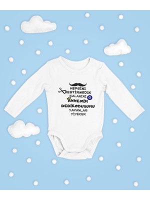 Sevbano Hepsini Kestirmedik ! Yazılı Pamuklu Yumuşak Unisex Çıtçıtlı Uzun Kollu Body Zıbın