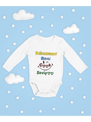 Sevbano Babaannem Beni Çok Seviyor ! Yazılı Pamuklu Yumuşak Unisex Çıtçıtlı Uzun Kollu Body Zıbın