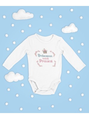 Sevbano Babasının Minik Prensesi ! Yazılı Pamuklu Yumuşak Unisex Çıtçıtlı Uzun Kollu Body Zıbın