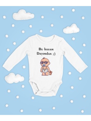Sevbano Bu Havam Dayımdan ! Yazılı Pamuklu Yumuşak Unisex Çıtçıtlı Uzun Kollu Body Zıbın