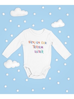 Sevbano Beni En Çok Teyzem Sever ! Yazılı Pamuklu Yumuşak Unisex Çıtçıtlı Uzun Kollu Body Zıbın