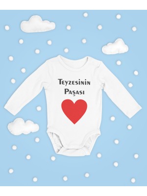 Sevbano Teyzesinin Paşası Yazılı Pamuklu Yumuşak Unisex Çıtçıtlı Uzun Kollu Body Zıbın