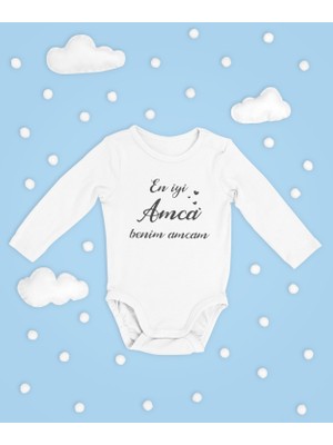 Sevbano En Iyi Amca Benim Amcam ! Yazılı Pamuklu Yumuşak Unisex Çıtçıtlı Uzun Kollu Body Zıbın