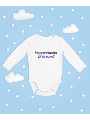 Sevbano Babaannesinin Prensesi Yazılı Pamuklu Yumuşak Unisex Çıtçıtlı Uzun Kollu Body Zıbın