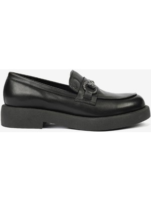 Greyder Kadın Siyah Hakiki Deri Termo Light Taban Loafer Ayakkabı 4K2UA72133