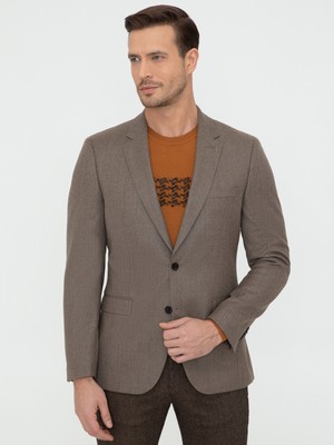 Cacharel Erkek Camel Slim Fit Yün Ceket 50242804-VR015
