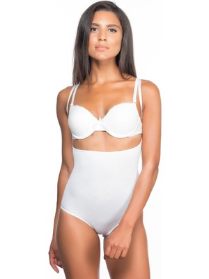 Marsilyan Beyaz Mı Emay 2073 Göğüsü Açık Desenli Body Korse