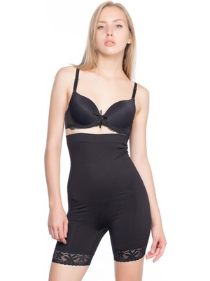 Marsilyan Siyah Mı Emay 2027 Yüksek Bel Dantelli Paçalı Korse