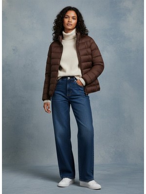 LTB Uzun Kollu Fermuarlı Şişme Kahverengi Mont