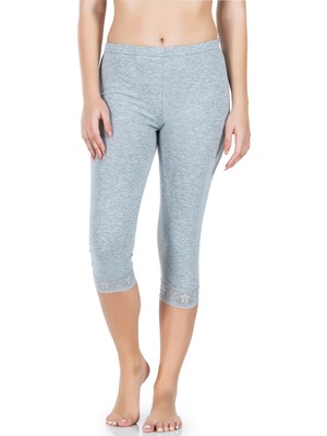 Marsilyan Derya Kurşun Paçası Dantelli Kısa Kadın Tayt 414