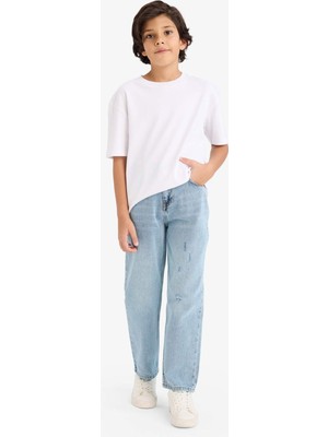DeFacto Erkek Çocuk Loose Fit Yırtık Detaylı Düz Paça Jean Pantolon G6698A826SP