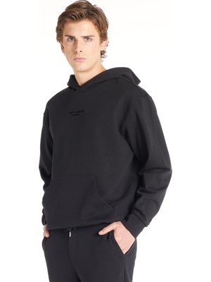 Ted Baker Siyah Erkek Kapüşonlu Standart Baskılı Sweatshirt TBMRTS1035
