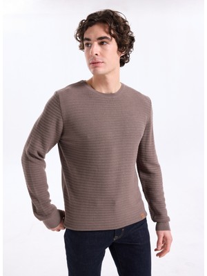 Lee Cooper Yuvarlak Yaka Regular Fit Koyu Vizon Erkek Kazak 261 Lcm 241018 Duane K.vızon