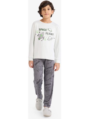 DeFacto Erkek Çocuk Termal Pijama Takımı Baskılı Uzun Kollu Üst Uzun Alt F3349A825WN