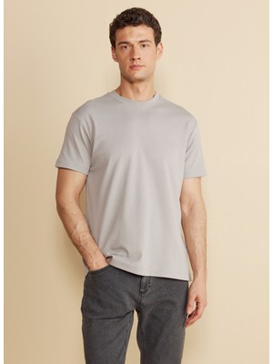 Brooks Brothers Bisiklet Yaka Gri Erkek T-Shirt BBFW25MTS004