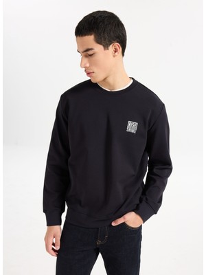 gmg firenze Gmg Fırenze Bisiklet Yaka Lacivert Erkek Sweatshırt GU25MFW08021