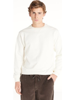 Ted Baker Ekru Erkek Bisiklet Yaka Standart Kabartma Sweatshirt TBMRTS1031