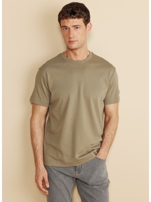 Brooks Brothers Bisiklet Yaka Açık Haki Erkek T-Shirt BBFW25MTS004