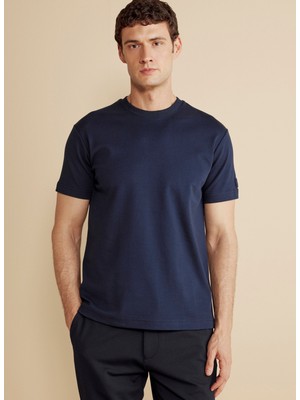 Brooks Brothers Bisiklet Yaka Lacivert Erkek T-Shirt BBFW25MTS004