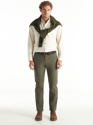 Ted Baker Normal Bel Slim Tapered Paça Slim Fit Haki Erkek Pantolon TBMRTR1040