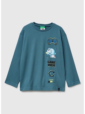 United Colors Of Benetton Ekru Erkek Çocuk Baskılı T-Shirt 3ATNC10RL