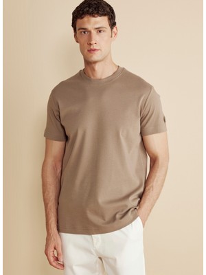 Brooks Brothers Bisiklet Yaka Vizon Erkek T-Shirt BBFW25MTS004