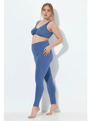 Mamayaga Kadın Beli Lastikli Pamuk Penye Büyük Beden Curve Yüksek Bel Spor Günlük Tayt