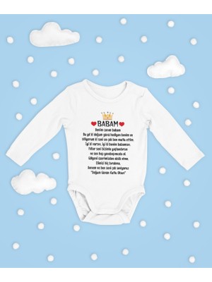 Sevbano Doğum Günü Hediyen Benim Baba ! Yazılı Pamuklu Yumuşak Unisex Çıtçıtlı Uzun Kollu Body Zıbın