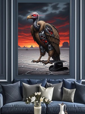 Artmeg Robot Akbaba Kuşu Dekoratif Kanvas - Mdf Ahşap Tablo