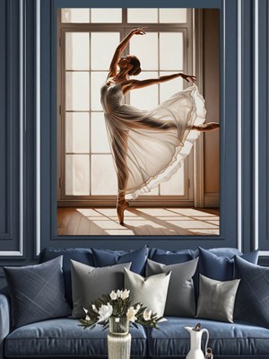 Artmeg Pencere Önünde Balerin Dansı Dekoratif Kanvas - Mdf Ahşap Tablo