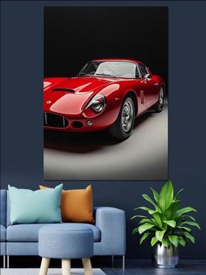 Artmeg Kırmızı Spor Araba Modeli Dekoratif Kanvas - Mdf Ahşap Tablo